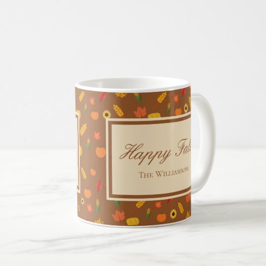 Fall Pattern Familienname Brown Kaffeetasse (VorderseiteRechts)