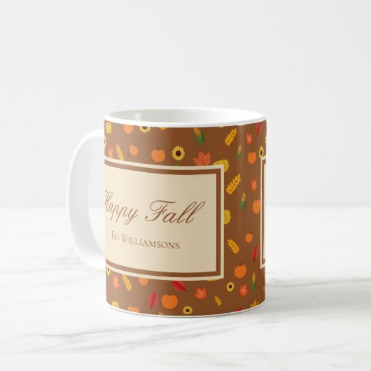 Fall Pattern Familienname Brown Kaffeetasse (Vorderseite Links)