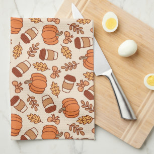 Fall Pattern Nahtlose Kaffee Pumpkin Geschirrtuch