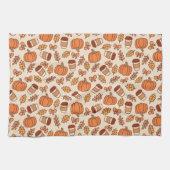 Fall Pattern Nahtlose Kaffee Pumpkin Geschirrtuch (Horizontal)