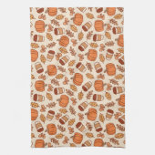 Fall Pattern Nahtlose Kaffee Pumpkin Geschirrtuch (Vertikal)