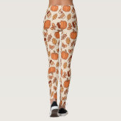 Fall Pattern Nahtlose Kaffee Pumpkin Leggings (Rückseite)