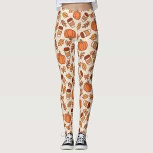 Fall Pattern Nahtlose Kaffee Pumpkin Leggings
