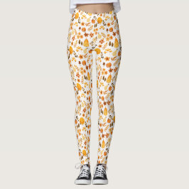 Fall Pattern with Pumpkins, Leaves:Autumn Elegance Leggings