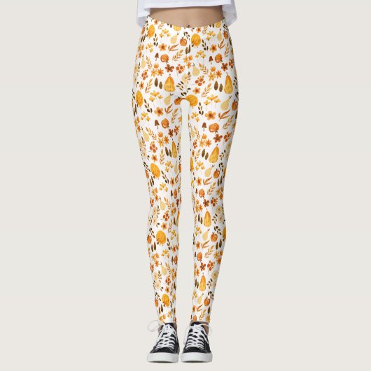 Fall Pattern with Pumpkins, Leaves:Autumn Elegance Leggings (Vorderseite)