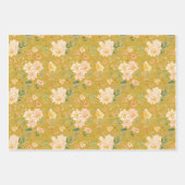 Fall Peach Blume Wasserfarbe auf Ceyllin Gelb Geschenkpapier Set (Vorderseite 2)