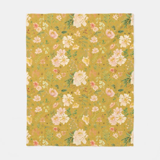 Fall Peach Blume Wasserfarbe Mustar Gelbe Decke (Vorderseite)