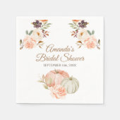 Fall Peach Green Pumpkin Rustikale Floral Serviette (Vorderseite)