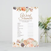 Fall Peach Pumpkin Rustic Word Scramble (Stehend Vorderseite)
