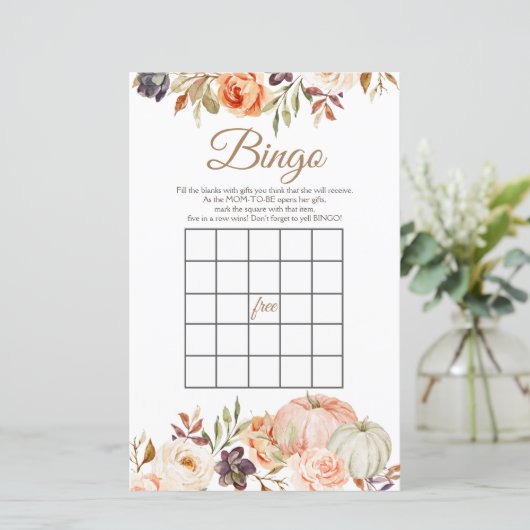 Fall Peach Pumpkin Rustikale Bingo Spiele (Stehend Vorderseite)