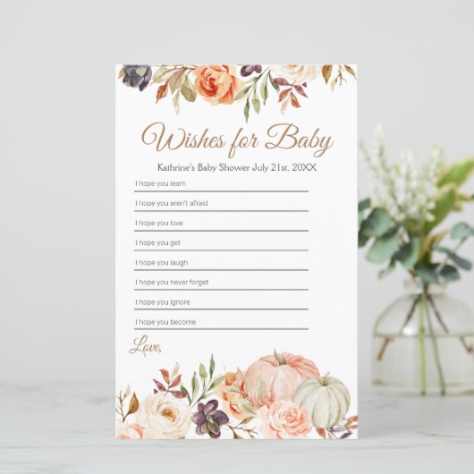 Fall Peach Pumpkin Rustikale Blumenwünsche für Bab (Stehend Vorderseite)