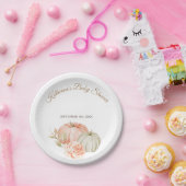 Fall Peach und Green Pumpkin Rustikale Flora Pappteller (Party)