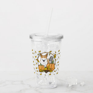 Fall Pembroke Welsh Corgi (rot 1) Pumpkins Niedlic Acryltrinkbecher
