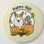 Fall Pembroke Welsh Corgi (rot 1) Pumpkins Niedlic Button (Vorderseite)