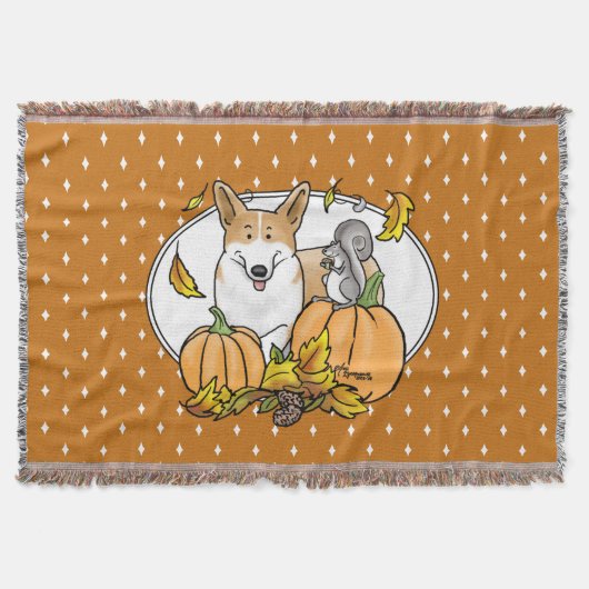 Fall Pembroke Welsh Corgi (rot 1) Pumpkins Niedlic Decke (Vorderseite)