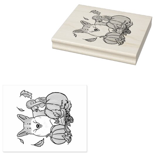 Fall Pembroke Welsh Corgi (rot 1) Pumpkins Niedlic Gummistempel (Stempel)