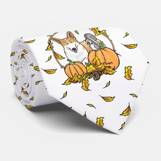 Fall Pembroke Welsh Corgi (rot 1) Pumpkins Niedlic Krawatte (Gerollt)