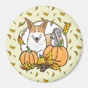 Fall Pembroke Welsh Corgi (rot 1) Pumpkins Niedlic Magnet