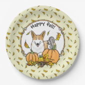 Fall Pembroke Welsh Corgi (rot 1) Pumpkins Niedlic Pappteller (Vorderseite)