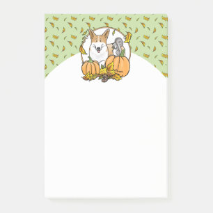 Fall Pembroke Welsh Corgi (rot 1) Pumpkins Niedlic Post-it Klebezettel