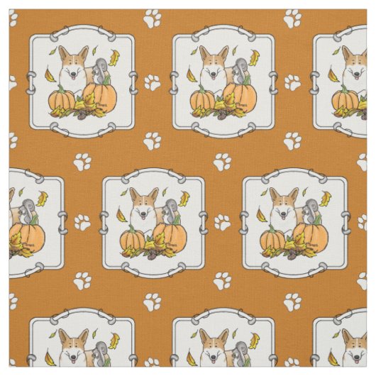 Fall Pembroke Welsh Corgi (rot 1) Pumpkins Niedlic Stoff (Muster)