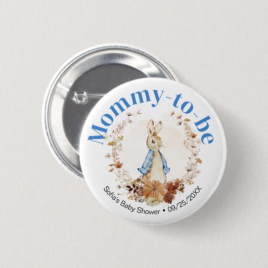 Fall Peter Rabbit Baby Boy - Mommy to Be Button (Vorne & Hinten)