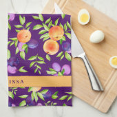 Fall Pfirsiche Pflaumen Lila grünes Orange Niedlic Geschirrtuch (Viertel Falte)