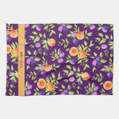 Fall Pfirsiche Pflaumen Lila grünes Orange Niedlic Geschirrtuch (Horizontal)