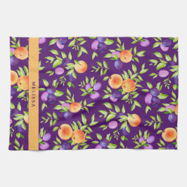 Fall Pfirsiche Pflaumen Lila grünes Orange Niedlic Geschirrtuch