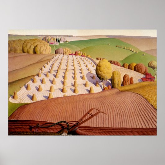 Fall Pflügen, 1931 von Grant Wood Poster (Vorne)