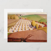Fall Pflügen, 1931 von Grant Wood Postkarte (Vorne/Hinten)