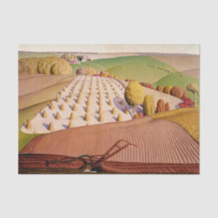 Fall Pflügen, 1931 von Grant Wood Seidenpapier