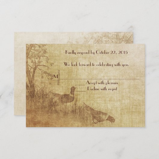 Fall Pheasant UAWG RSVP Karte (Vorne/Hinten)
