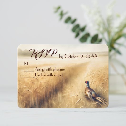 Fall Pheasant Wedding RSVP (Stehend Vorderseite)