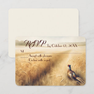 Fall Pheasant Wedding RSVP Karte