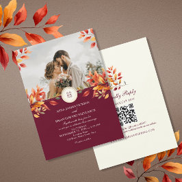 Fall Photo QR Code Wedding Einladung