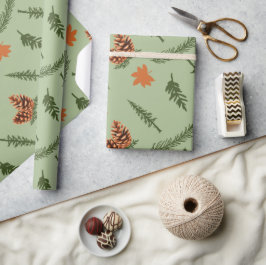 Fall Pine und Ahornleder Nahtlose Wrapping Paper Geschenkpapier