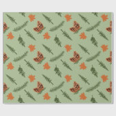 Fall Pine und Ahornleder Nahtlose Wrapping Paper Geschenkpapier (Flach)