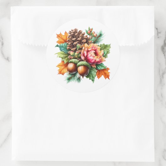 Fall Pinecone Runder Aufkleber (Tasche)