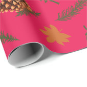 Fall Pinecone und Leaf Nahtlose Wrapping Paper Geschenkpapier (Rolleneckpunkt)