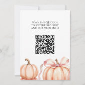 Fall Pink Bow Little Pumpkin Baby Dusche QR Code Einladung (Rückseite)