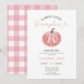 Fall Pink Bow Pumpkin Baby Shower  Einladung (Vorne/Hinten)