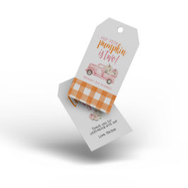 Fall Pink Floral Pumpkins Harvest Truck Geschenkanhänger