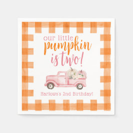 Fall Pink Floral Pumpkins Harvest Truck Serviette