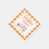 Fall Pink Floral Pumpkins Harvest Truck Serviette (Ecke)