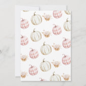 Fall Pink Girls Plaid Pumpkin First Birthday Einladung (Rückseite)