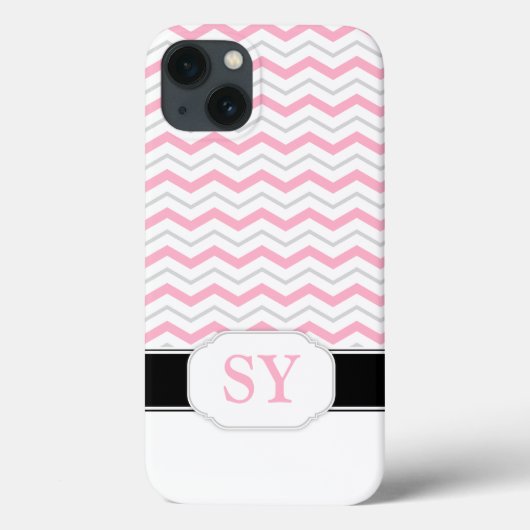Fall Pink & Gray Zickzack Monogramm iPad 2/3/4 Case-Mate iPhone Hülle (Rückseite)