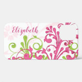 Fall "Pink Green Floral Individuelle Name iPod Tou Case-Mate iPhone Hülle (Rückseite (Horizontal))