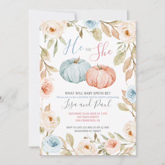 Fall Pink Pfirsich oder Blauer Geschlechtsverkehr  Einladung (Vorderseite)