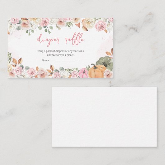 Fall Pink Pumpkin Baby Dusche Begleitkarte (Vorne/Hinten)